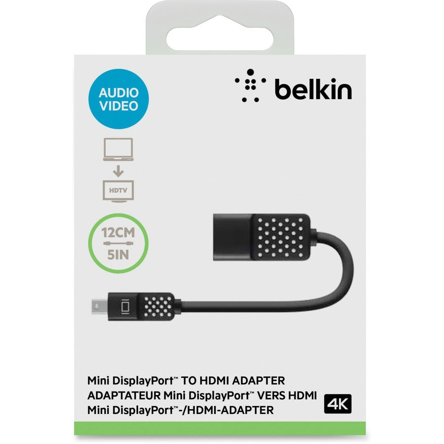 Belkin Mini DisplayPort to HDMI Adapter - 4K UHD, 5" Compact Design for Laptops & Tablets