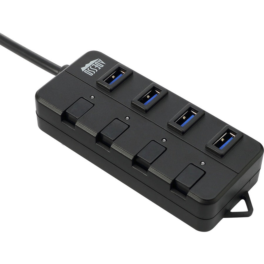 Adesso 4-Port USB 3.0 Hub with Individual Power Switches & LED Indicators - Portable & Fast Data Transfer