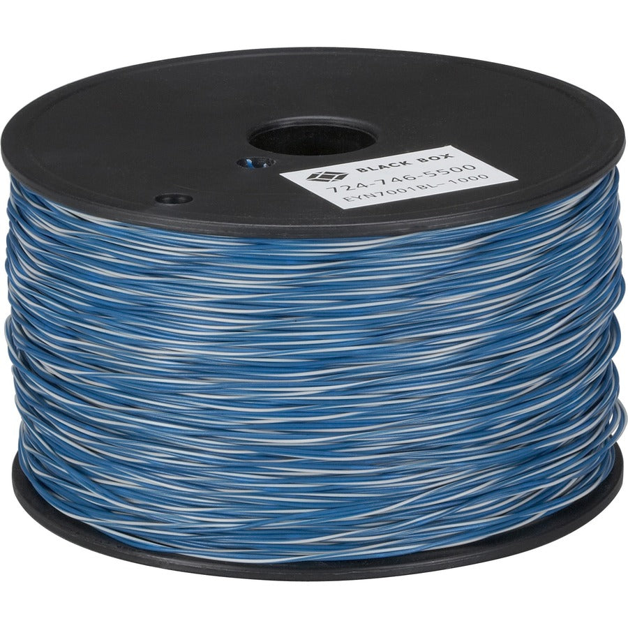 Black Box Cat 3 UTP Network Cable - 1000 Ft Cross-Connect Wire, White/Blue, Guaranteed for Life