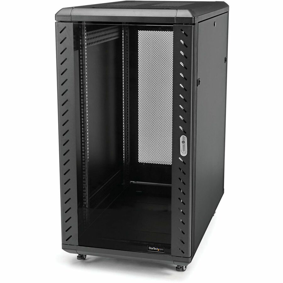 StarTech.com 4-Post 25U Server Rack Cabinet, 19" Data Rack Cabinet for Computer / IT Equipment, Home Network Rack, Half Height Server Rack