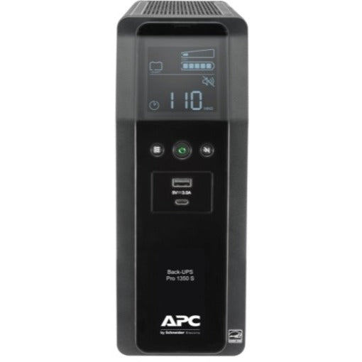 APC Back-UPS Pro, 1350VA/810W, Tower, 120V, 10x NEMA 5-15R outlets, Sine Wave, AVR, USB Type A + C ports, LCD, User Replaceable Battery