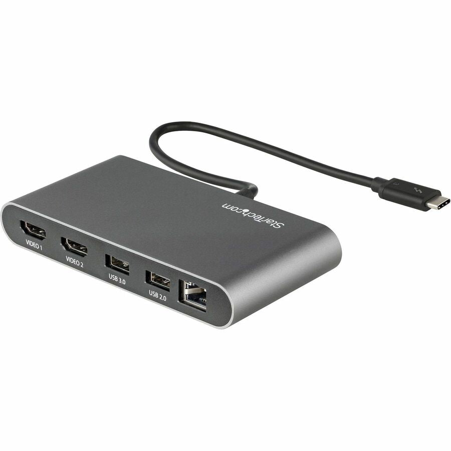 StarTech.com Thunderbolt 3 Mini Dock - Portable Dual Monitor TB3 Laptop Docking Station HDMI 4K 60Hz - 2x USB-A & GbE - 28cm (11") cable