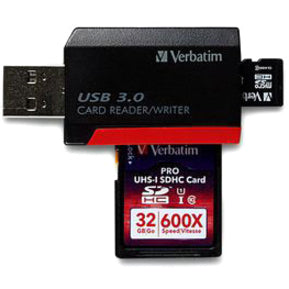 Verbatim USB 3.0 Pocket Card Reader for SD & MicroSD with High-Speed Data Transfer