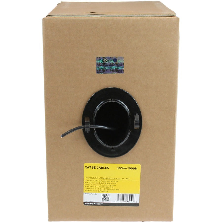 StarTech.com Bulk Cat 5e Ethernet Cable - 1000 ft. (304,8m) - Solid - CMR-Rated - Black - TAA Compliant