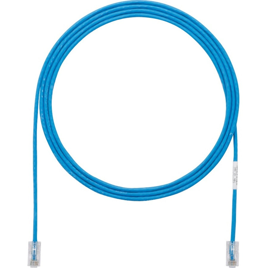 Panduit 1 Ft Cat.5e UTP Patch Cable - Blue, 28 AWG, RJ-45 Male, PoE Compatible Network Cable