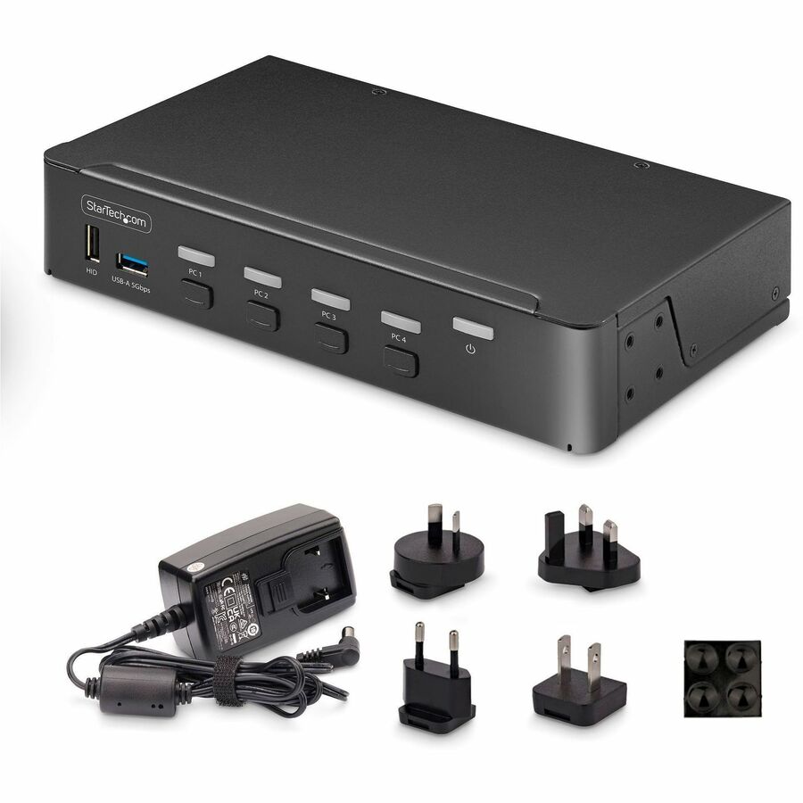 StarTech.com 4-Port DisplayPort KVM Switch, Single 4K 60Hz Monitor, 6x USB Ports, Hotkey & Push-Button Switching, TAA Compliant