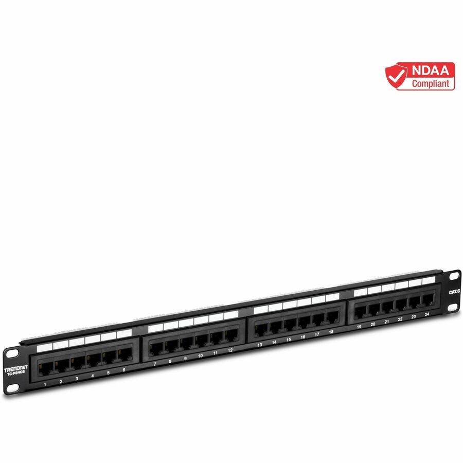 TRENDnet 24-Port Cat6 Patch Panel, Gigabit Ready, Wallmount/Rackmount, 250Mhz, NDAA Compliant