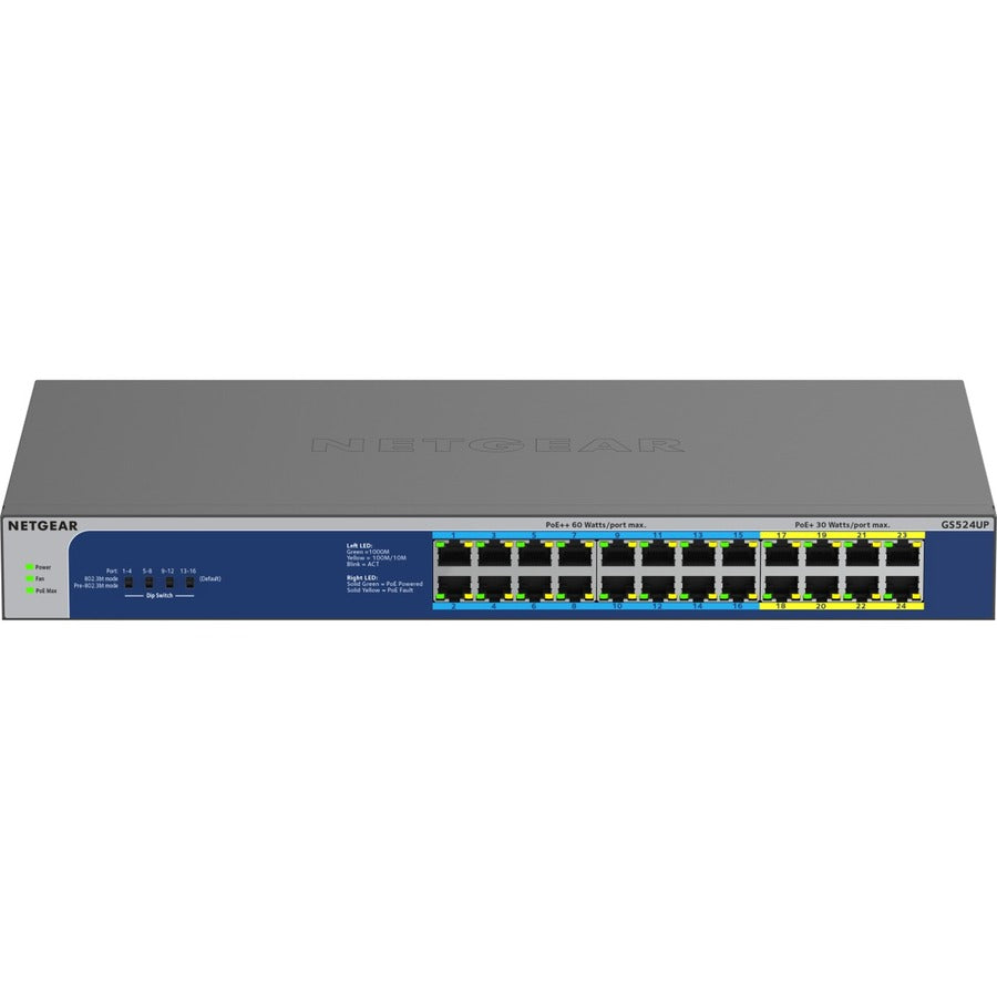 Netgear GS524UP 24-Port Unmanaged Gigabit Ethernet PoE++ Switch with 480W Power Budget