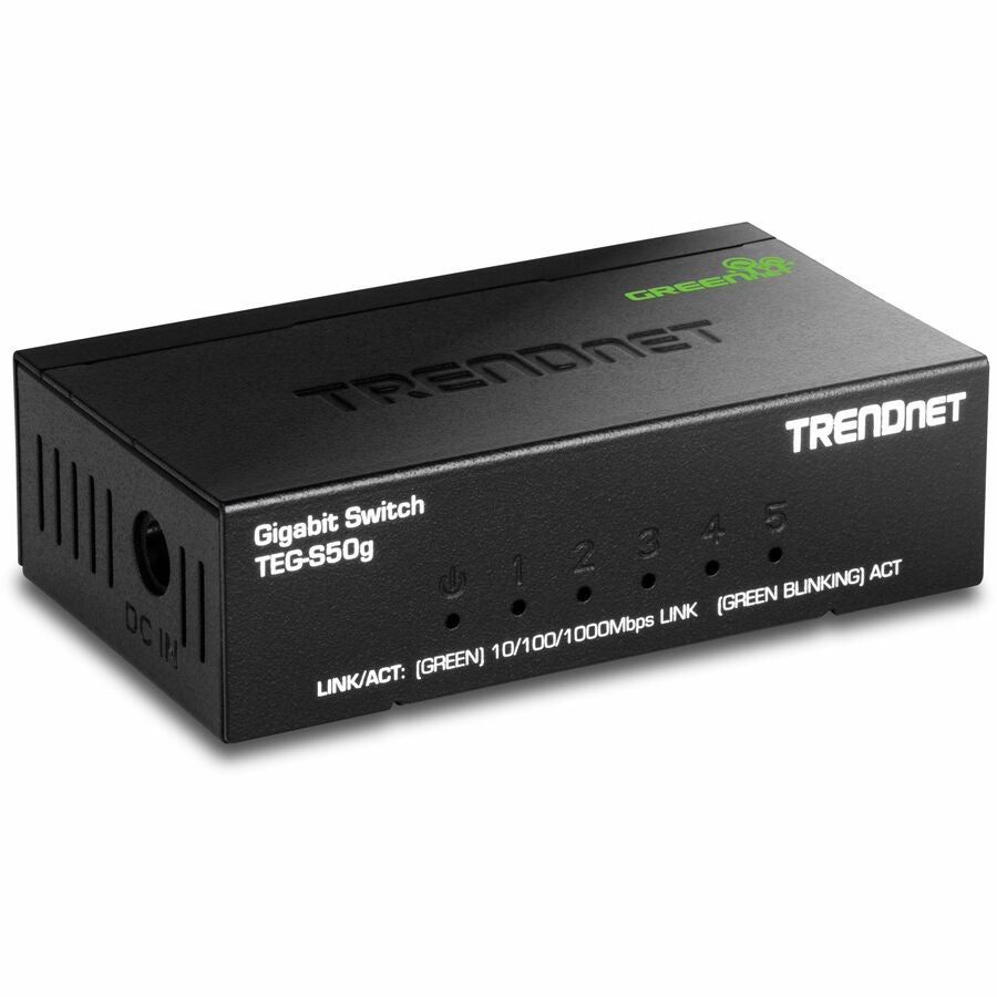 TRENDnet TEG-S50g 5-Port Mini Gigabit Switch, Compact Fanless Design, NDAA/TAA Compliant, Energy Efficient
