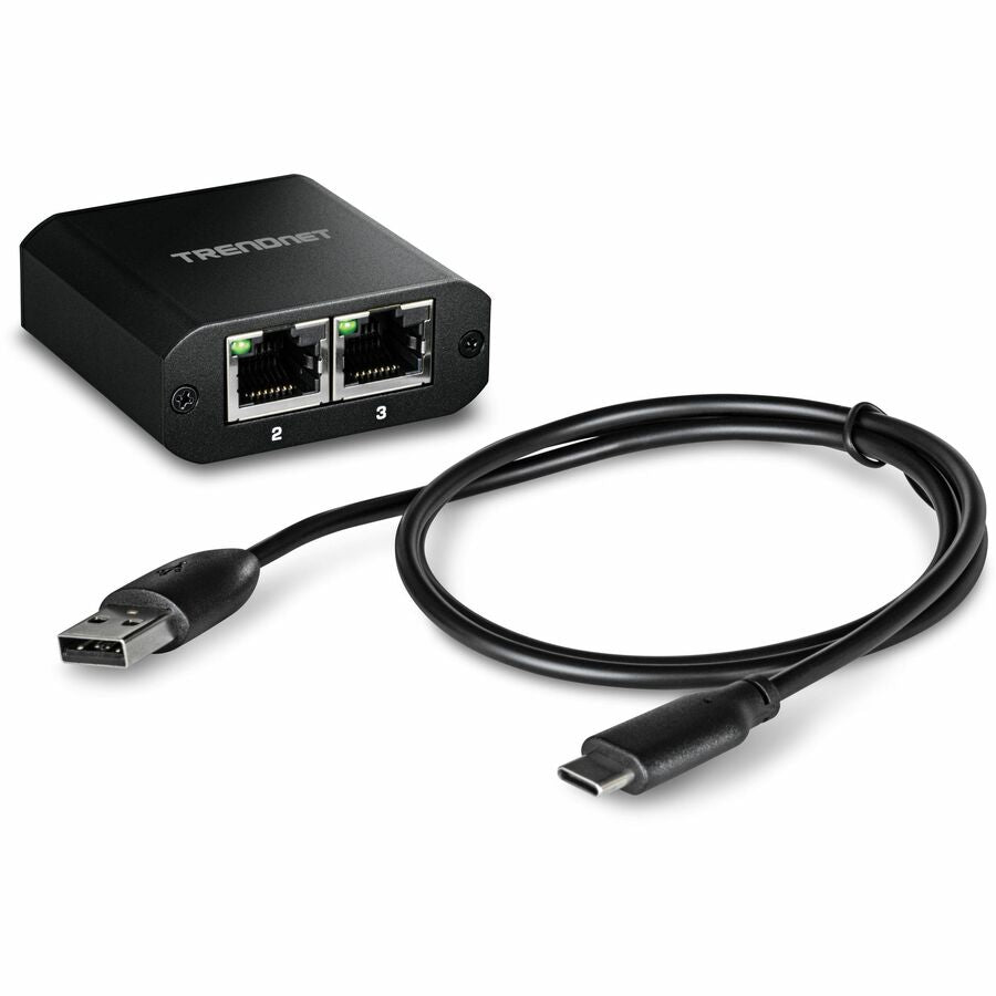 TRENDnet TEG-102S 2-Port Gigabit Ethernet Splitter with USB Type C Power, NDAA Compliant