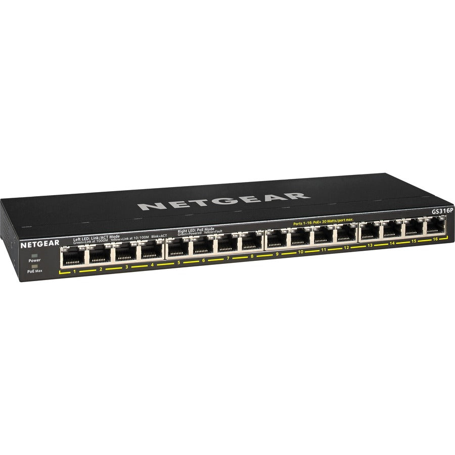 Netgear GS316P 16-Port PoE+ Gigabit Ethernet Switch with FlexPoE Technology for Small Businesses