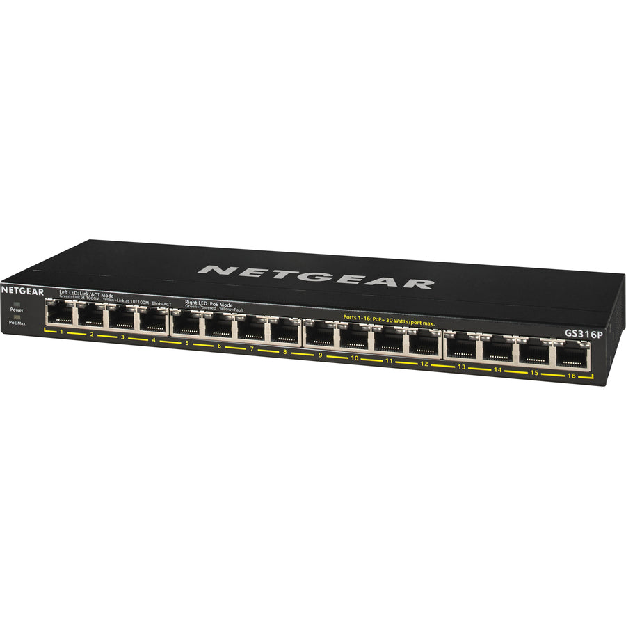 Netgear GS316P 16-Port PoE+ Gigabit Ethernet Switch with FlexPoE Technology for Small Businesses