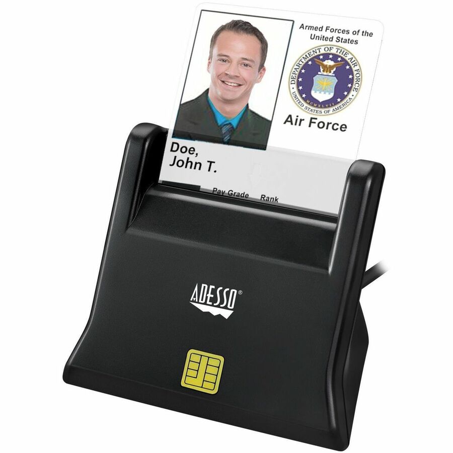 Adesso SCR-300 TAA Compliant Smart Card Reader - USB CAC Reader for Government & Military Use