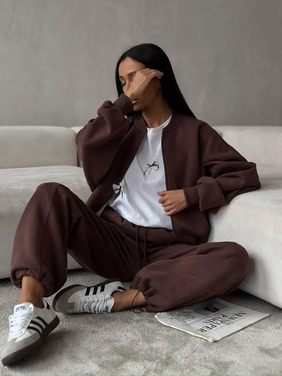 Elegant Bow Round Neck Oversized T-Shirt with Lace Detail - 100% Polyester, Machine Washable - Store 42