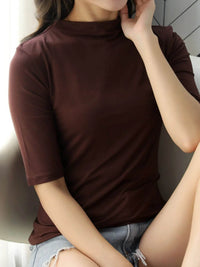 Men's Solid Color Short Sleeve T-Shirt - 100% Polyester, Slightly Stretchy, Imported - Store 42