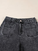 High-Waisted Wide Leg Washed Jeans