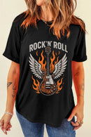 Slightly Stretchy Graphic Round Neck T-Shirt for Women - Short Sleeve Comfort Top - Store 42