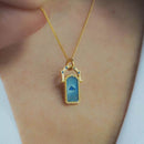 Elegant 18K Gold-Plated Titanium Steel Pendant Necklace with Resin Detail, 17.7-Inch Chain - Store 42