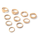 10-Piece 18K Gold-Plated Geometric Ring