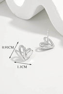 925 Sterling Silver Heart Stud Earrings - Platinum-Plated, Gift-Ready in Matching Box - Store 42
