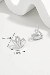 925 Sterling Silver Heart Stud Earrings - Platinum-Plated, Gift-Ready in Matching Box - Store 42