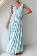 Ruffled V-Neck Tiered Dress