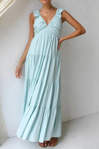 Ruffled V-Neck Tiered Dress
