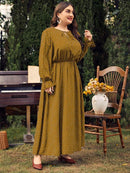 Honey Plus Size Ruffled Polka Dot Long Sleeve Midi Dress - Store 42