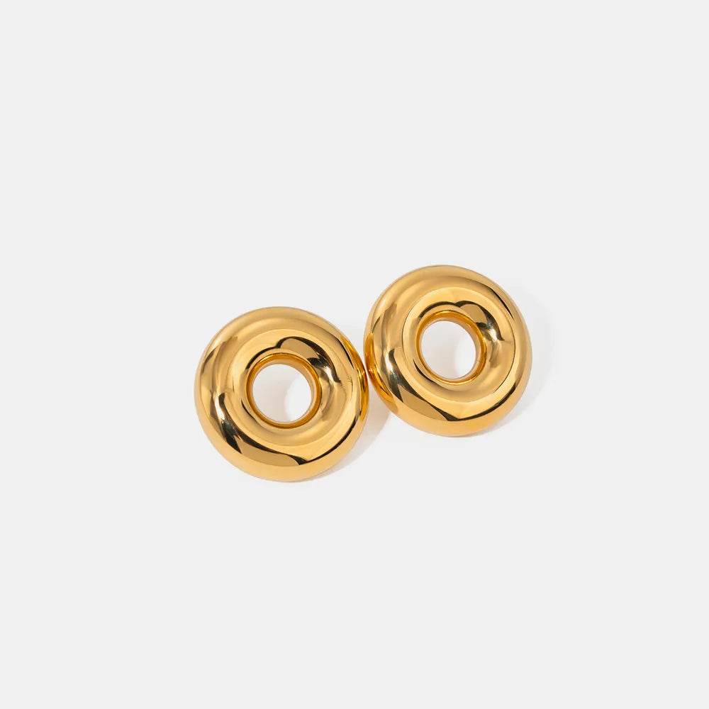 Elegant 18K Gold-Plated Stainless Steel Cutout Round Earrings – Lightweight & Stylish