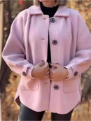Full Size Button-Front Raglan Sleeve Coat Plus Size - Store 42
