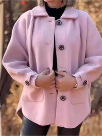 Full Size Button-Front Raglan Sleeve Coat Plus Size - Store 42