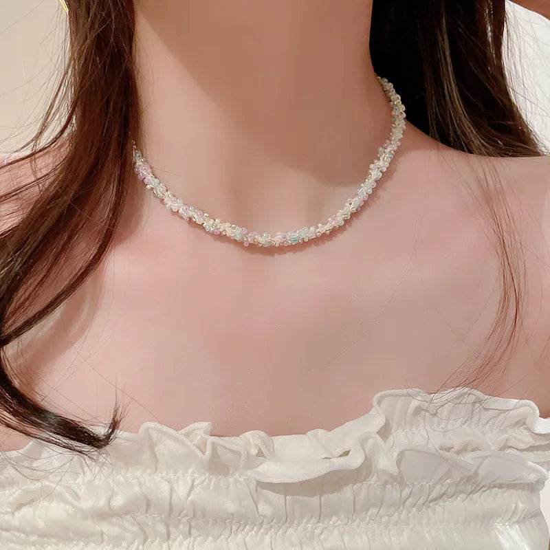 15-Inch Titanium Steel Rice Bead Necklace with 3.3-Inch Extension for Unique Style - Store 42