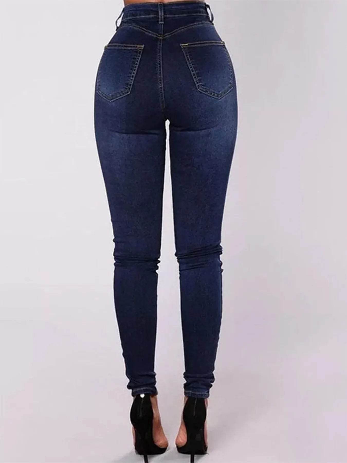 Full Size High-Waisted Double-Breasted Skinny Jeans Plus Size - Store 42