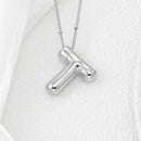 Elegant Copper Bubble Letter Pendant Necklace - Platinum-Plated, 17.7 in Chain Length - Store 42