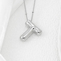 Elegant Copper Bubble Letter Pendant Necklace - Platinum-Plated, 17.7 in Chain Length - Store 42