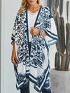 Printed Open Front Cover-Up White One Size