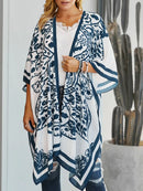 Printed Open Front Cover-Up White One Size