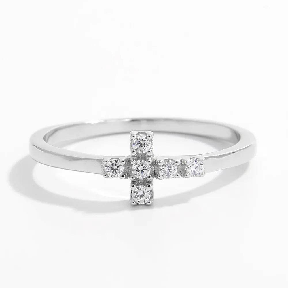 925 Sterling Silver & Zircon Cross Ring for Elegant Style - Durable & Imported Jewelry