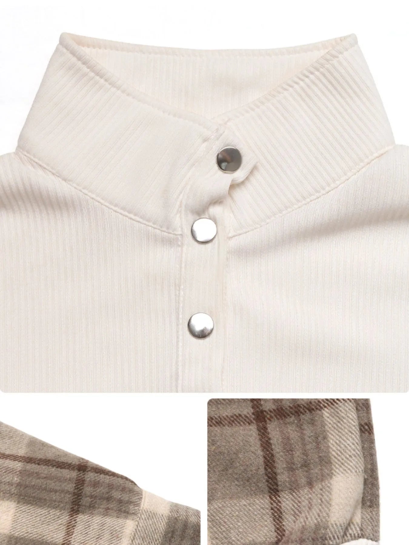 Snap Down Plaid Long Sleeve Sweatshirt