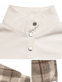 Snap Down Plaid Long Sleeve Sweatshirt