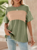 Stylish Color Block Striped Sleeve Casual T-Shirt for Everyday Comfort and Versatility - Store 42