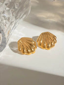 18K Gold-Plated Stainless Steel Shell Stud Earrings - Store 42