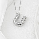 Elegant Copper Bubble Letter Pendant Necklace - Platinum-Plated, 17.7 in Chain Length - Store 42