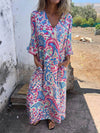 Full Size Printed V-Neck Dress with Pockets Plus Size - Store 42