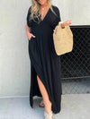 Full Size Deep V-Neck Maxi Dress with Side Slit Plus Size - Store 42