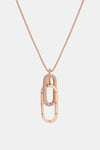 925 Sterling Silver Inland Zircon Necklace Rose Gold One Size