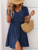 Button Front Flutter Sleeve Dress