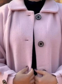 Full Size Button-Front Raglan Sleeve Coat Plus Size - Store 42