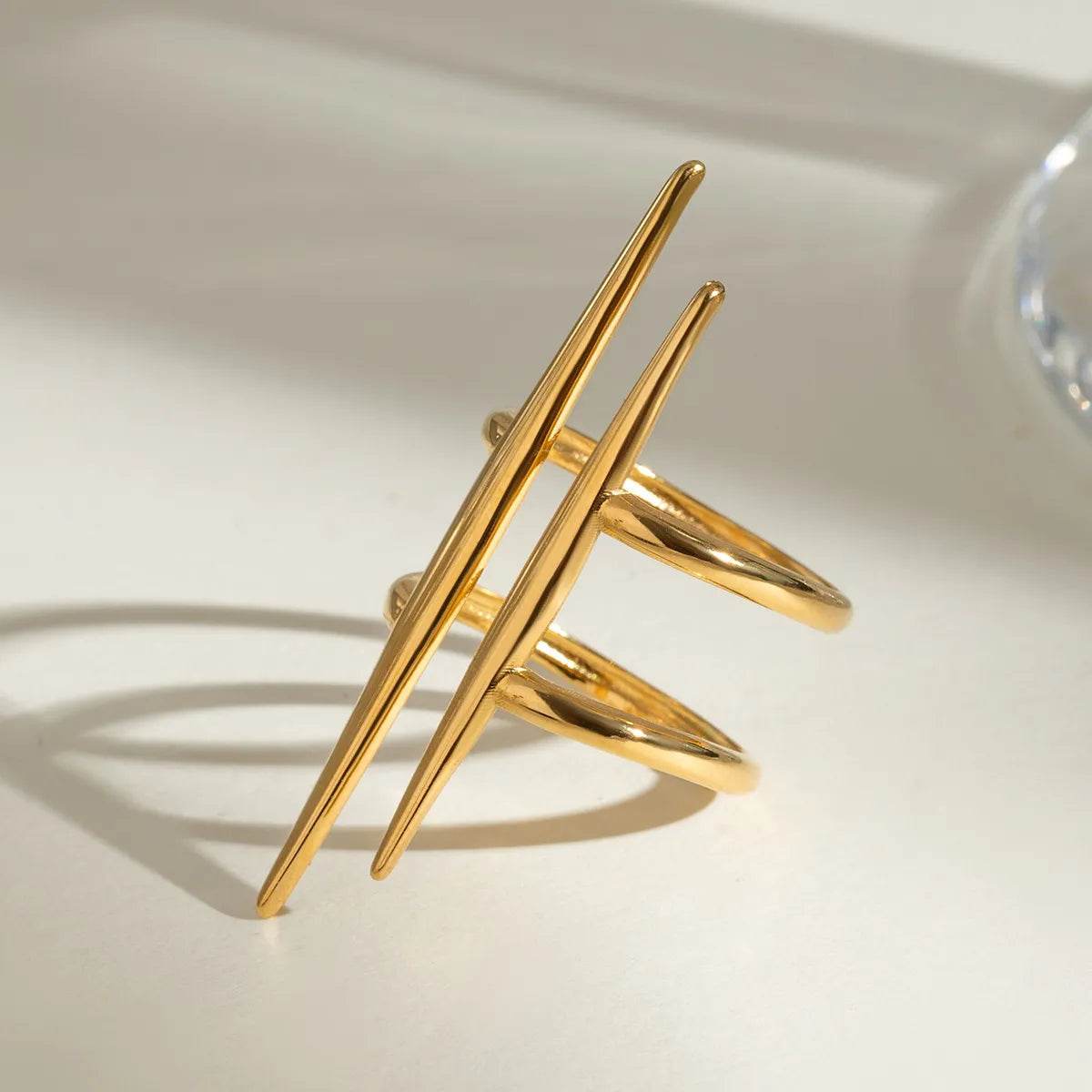 18K Gold-Plated Stainless Steel Asymmetrical Ring - Modern Minimalist Geometric Design - Store 42