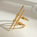 18K Gold-Plated Stainless Steel Asymmetrical Ring - Modern Minimalist Geometric Design - Store 42